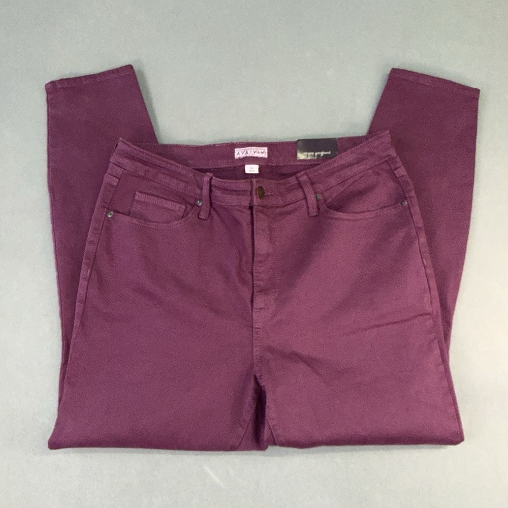 Women's Ava‎ & Viv High Rise Skinny Ankle Stretch Jeans Plum Purple Size 14w/R